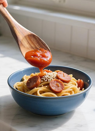 Wooden Spoons for Cooking, Wooden Utensils for Cooking Natural Teak Wooden Kitchen Utensils Set Comfort Grip(2 PCS)