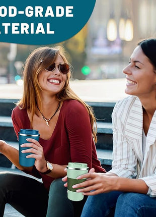 Insulated Coffee Tumblers with Flip Lid 12oz / 17oz, Stainless Steel Travel Coffee Mug Leak Proof, Vacuum Insulated Coffee Mug Reusable Cup, Keeps Cold and Hot for Coffee Tea