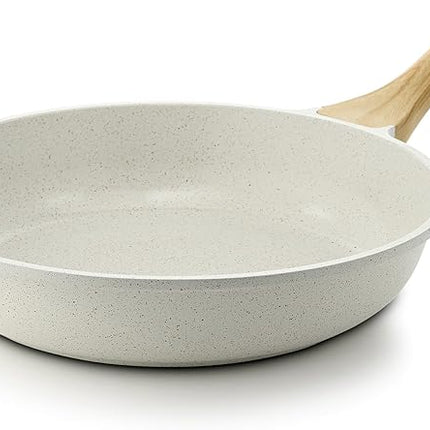 SENSARTE Nonstick Ceramic Frying Pan Skillet, 12.5 Inch Omelet Pan, Healthy Non Toxic Chef Pan, Induction Compatible Egg Pan with Heat Resistant Handle, PFAS-Free, White