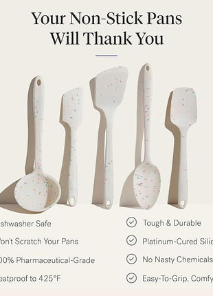 GIR: Get It Right 5 Piece Silicone Kitchen Utensils Set - Ladle, Spatula, Flip, Spoon & Spoonula - Non-Toxic Cooking Utensils for Nonstick Cookware, Cooking and Baking - Sprinkles