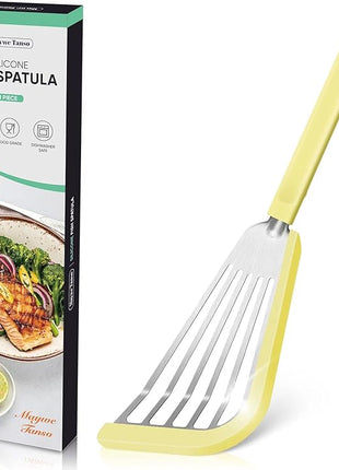 Nonstick Fish Spatula,Maywe Tanso Thin Slotted Spatulas Turner Silicone Fish Spatulas for Nonstick Cookware,High Heat Resistant BPA Free Cooking Utensils,Ideal for Fish,Eggs,Pancakes