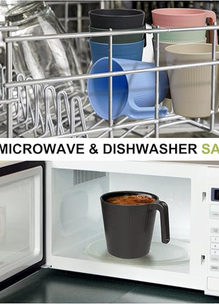 shopwithgreen Coffee Mugs Set of 8, Plastic Coffee Cups Set, 17 OZ Unbreakable Coffee Mugs with Handle Reusable Camping/Dorm/RV Drinking Cups for Adults/Kids Microwave & Dishwasher Safe