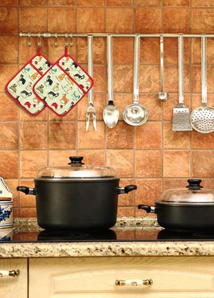 Pot Holders Set of 2 Heat Resistant 480℉ Kitchen 100% Cotton Comfortable Lining Printing Dog Flower Women Men Home Cooking Baking Microwave BBQ Gift(Dog)