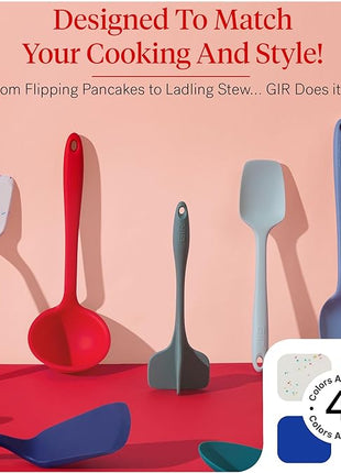 GIR: Get It Right 5-Piece Silicone Essentials Kitchen Utensils Set - Ladle, Spatula, Flip, Spoon & Spoonula - Non-Toxic Cooking Utensils for Nonstick Cookware, Cooking and Baking - Fire Red