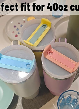 40 OZ Tumbler Lid Replacement Fit for Stanley Cup, 2 Pack Clear Replacement Lids Fit for Stanley Travel Tumbler, Spill Proof Tumbler Covers for Stanley Cup Accessories (Clear - Peachy)