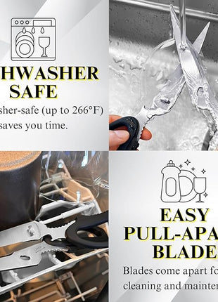 CANARY Japanese Kitchen Scissors for Food 9.5" [Long Blade] Heavy Duty Kitchen Shears, Dishwasher Safe Come Apart Blade, Japanese Stainless Steel Blade, Made in JAPAN