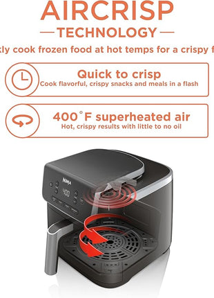 Ninja | Air Fryer | 4-in-1 Pro Air Fry, Roast, Reheat, Dehydrate | 5QT Capacity fits up to 4lbs of French Fries | 400F Max Temp | Nonstick Basket & Crisper Plate | 120V | Grey | AF141