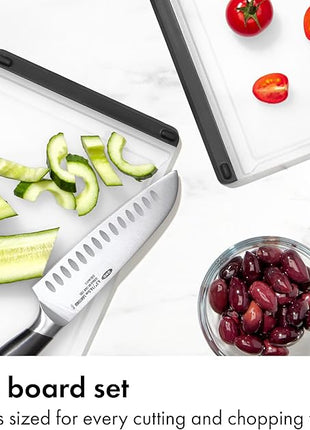 OXO Good Grips 2-Piece Cutting Board Set, Cutting Boards for Kitchen Prep, Non-Porous Double-Sided Design, Dishwasher-Safe, Durable Kitchen Essentials