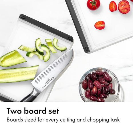 OXO Good Grips 2-Piece Cutting Board Set, Cutting Boards for Kitchen Prep, Non-Porous Double-Sided Design, Dishwasher-Safe, Durable Kitchen Essentials