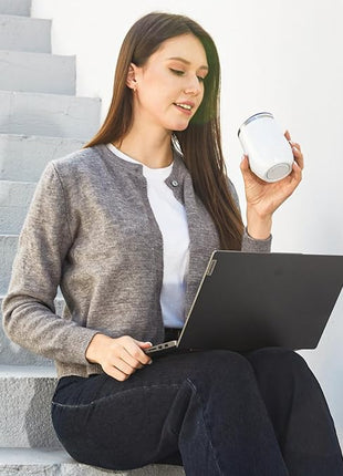 MEWAY 12oz/8 Pack Wine Tumbler Glasses with Lid - Stemless Double Wall Vacuum Stainless Steel Travel Tumbler - Keeping Cold & Hot for Wine,Coffee,Cocktails,Drinks-Family and Gifts (White,Set of 8)