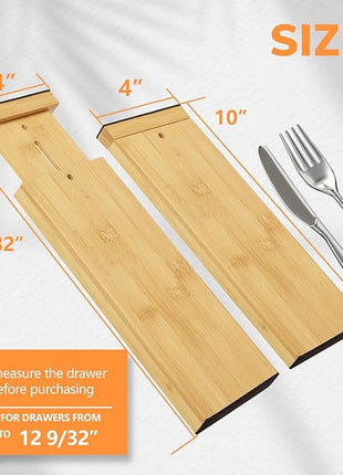 BAMEOS 4" High Bamboo Drawer Dividers - Adjustable Small Drawer Organizer - Kitchen, Dresser, Bathroom, Bedroom & Office - 4-pack