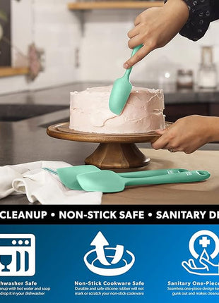 DI ORO Mini Spatula - Small Spatulas Silicone Heat-Resistant up to 600°F - Silicone Kitchen Scraper for Baking & Cooking BPA Free - Mixing Spatula Dishwasher Safe - Nonstick Cookware Safe (Mint)