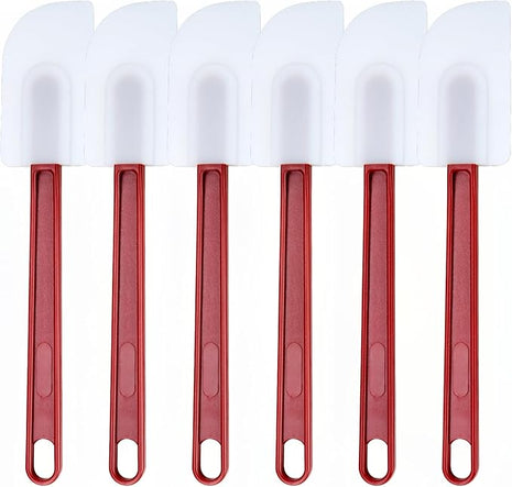 6 Pcs Commerical Rubber Spatula, 9.5-Inch Silicone Rubber Spatula Set High Heat Resistant, Commercial Grade Spatulas, Silicone Jam Scrapers for Baking, Nonstick & BPA-Free