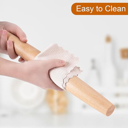 AISOSO French Rolling Pin, 15.75 Inches Wood Rolling Pins for Baking, Extra Long Classic Wooden Dough Roller for Fondant Pizza Pie Crust Cookie Pastry, Kitchen Baking Essentials, Light Yellow