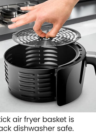 CHEFMAN Small Air Fryer Healthy Cooking, 3.6 Qt, Nonstick, User Friendly and Dual Control Temperature, w/ 60 Minute Timer & Auto Shutoff, Dishwasher Safe Basket, Matte Black, Cookbook Included