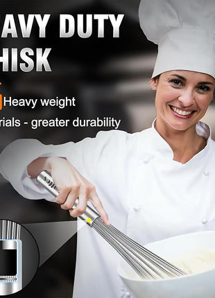 Walfos Whisk,17in Large Whisks, Heavy Duty Stainless Steel Wire Whisk Ideal For Beating Eggs, Blending Sauces, Mixing Batter.