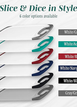 Cutting Boards for Kitchen - BPA-Free Chopping Board - Different Sizes & Non Slip Handles - Reversible, Large Cutting Board Set - Unique Gifts for Cooks Who Have Everything - 3-Pack Gray/Gray