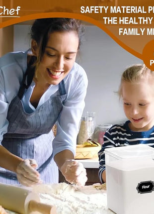 4 Pack Large Airtight Food Storage Containers with Lids (5.2L / 176oz), BPA Free Plastic Kitchen and Pantry Organization Contianers for Cereal Flour and Sugar Storage, Labels & Marker