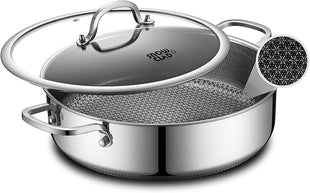 Saute Pan,Hybrid Non Stick 6.5 Quart Everyday pan,Chicken Fryer, PFOA Free Cookware,12.5 inch Deep Frying Pans with Lid,Dishwasher and Oven Safe,Works on Induction,Ceramic and Gas Cooktops