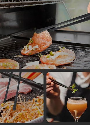 HOTEC Kitchen Tweezers Tongs Stainless Steel Professional Chef Tweezers, Set of 2-12inch Extra-Long Food Tongs for Cooking,Grill and Baking