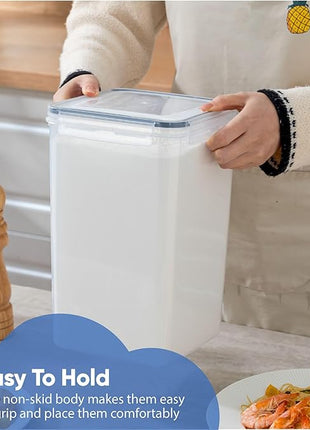 Chef's Path Airtight Food Storage Containers with Measuring Cups, Set of 2, 9.5L, 320Oz, Spacious, Leakproof Design Pantry Canisters for Flour, Sugar, and Bulk Food Storage - Transparent