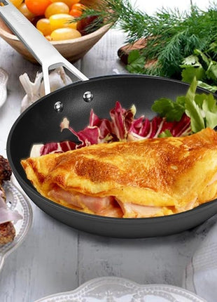 MsMk 8 1/2 Inch Small Egg Pan with Lid, Titanium and Ceramic Nonstick Omelette Pan,Scratch-resistant, Induction Egg Skillet, Oven Safe to 700°F Pan for Cooking, Dishwasher Safe