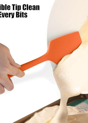 4-Piece Silicone Spatula Scrapers: Doosu 600°F Heat Resistant Food Grade Kitchen BPA Free Rubber Baking Cooking Tool Nonstick Utensil Set for Mixing, Scraping, Folding, Stirring, Serving (Multi-5)