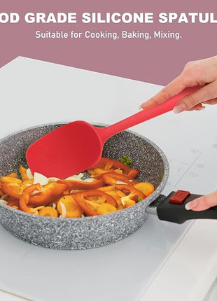 NileHome Silicone Spatula Set, Rubber Spatula High Heat-Resistant Premium BPA-Free One Piece Seamless Design Cooking Spatulas Utensils Set for Kitchen 4Pack(Red)