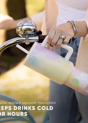 Simple Modern 30 oz Trek Tumbler with Handle and Straw Lid | Cup Holder Friendly Insulated Stainless Steel Travel Mug | Sea Glass Sage