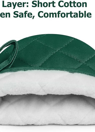 1 Pair Short Oven Mitts, Heat Resistant Silicone Kitchen Mini Oven Mitts for 500 Degrees, Non-Slip Grip Surfaces and Hanging Loop Gloves, Baking Grilling Barbecue Microwave Machine Washable