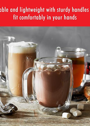 ZWILLING Sorrento Plus 2-pc Double-Wall Glass Coffee Mug Set, Clear
