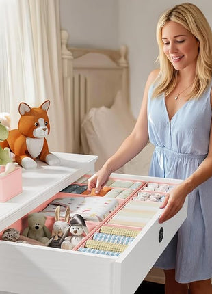 DIMJ Drawer Organizer Clothes, 20 Pack Dresser Organizer, Foldable Closet Organizers and Storage, Fabric Dresser Bins, Drawer Dividers for Nursery, Baby Clothes, Underwears, Sock (Pink)