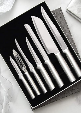 RADA Cutlery 7-piece Starter Knife Gift Set (S38), Stainless Steel Hollow Ground Blades, Made in USA, Silver Handles, Pack of 2