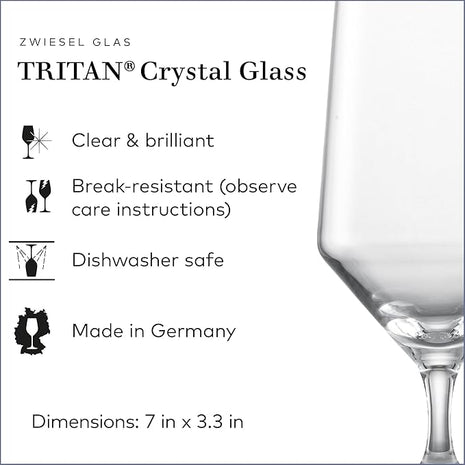 ZWIESEL GLAS Pure Water Glass (Set of 6), Drinking Glasses for Water, Dishwasher-Safe Machine-Made Tritan Crystal Glasses, Made in Germany (15 Ounce)