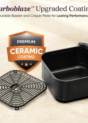 Cosori 9-in-1 TurboBlaze Air Fryer 6 Qt, Premium Ceramic Coating, 90°–450°F, Precise Heating for Even Results, Air Fry, Roast, Bake, Broil, Dry, Frozen, Proof, Reheat, Keep Warm, 120V, Dark Gray