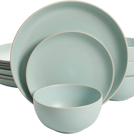 Gibson Home Rockaway Dinnerware, Teal Matte, Service for 4 (12pcs)