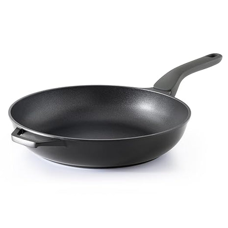 PRICUSIS Nonstick Frying Pan, 8/10/12 Inch Skillet with Stay Cool Handle, Fully Coated, Induction Compatible & Oven Safe, 100% Dishwasher Safe, PTFE & PFOA Free（12 Inch, Black Sesame）