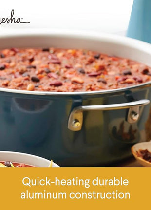 Ayesha Curry Home Collection Nonstick Cookware Pots and Pans Set, 9 Piece, Twilight Teal