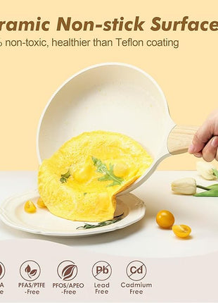 SENSARTE Ceramic Cookware Set, Pots and Pans Set Non stick, 14-Piece Induction Cookware, Non toxic Healthy Non Stick Kitchen Cooking Set, with Frying Pans Set, PFAS PTFE PFOA PFOS Free