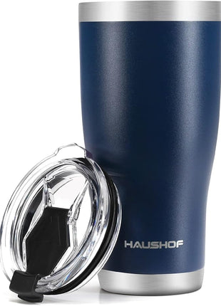 HAUSHOF 20 oz Tumbler, Stainless Steel Vacuum Insulated Coffee Tumbler Water Cup, Double Wall Travel Mug with Lid, Perfect for Hot and Cold Drinks