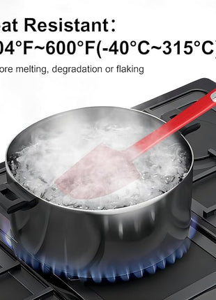 Premium Silicone Spatula Set, JXWING Flexible Heat Resistant Non-slip Handle Baking Cooking Rubber Spatulas, Red