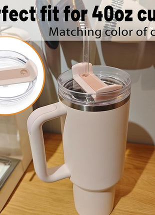 40 OZ Tumbler Lid Replacement Fit for Stanley Cup, 2 Pack Clear Replacement Lids Fit for Stanley Travel Tumbler, Spill Proof Tumbler Covers for Stanley Cup Accessories (Clear - Rose Quartz)