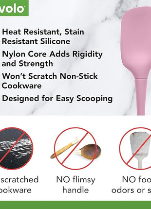 Tovolo Flex-Core All Silicone Spoonula, Tapered Edge, Ergonomic Handle, Heat Resistant