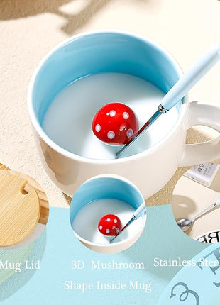 BigNoseDeer Mushroom Mug Cute mugs with 3D Mushroom Inside Ceramic Coffee Mugs Cute Gifts Birthday Gifts Gifts for Women 13oz