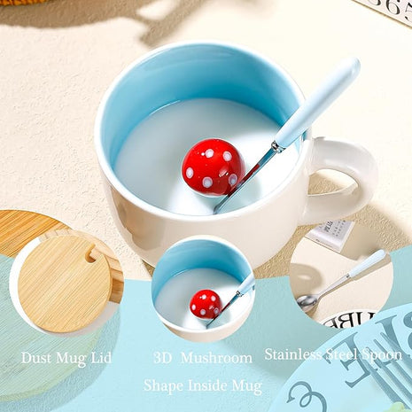 BigNoseDeer Mushroom Mug Cute mugs with 3D Mushroom Inside Ceramic Coffee Mugs Cute Gifts Birthday Gifts Gifts for Women 13oz