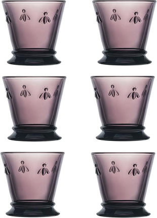 La Rochere Napoleon Bee Aubergine Tumbler Set of 6 – La Rochere Bee Glassware Sets – Fancy Glassware Drinking Glasses (10 oz)