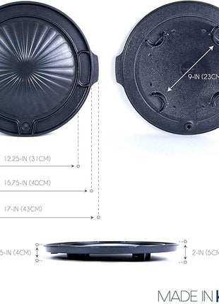 COOKKING - Master Grill Pan, Korean Traditional BBQ Grill Pan - Stovetop Nonstick Indoor/Outdoor Smokeless BBQ Cast Aluminum Grill Pan
