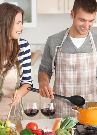 3 Pcs Silicone Spoons Set of 7.9 10.6 14.2 inch for Cooking, Heat Resistant Kitchen Spoons for Mixing, Stirring, and Serving, Small to Large Non Stick (Black)