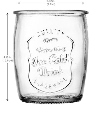 Glaver's Glass Tumblers Premium Drinking Glasses set Of 4 Genuine Artisan-Made Vintage Italian Style-Elegant 13 Oz Clear Tumbler Glassware Set For Cold, Refreshing Drinks, Beverages, Cocktails