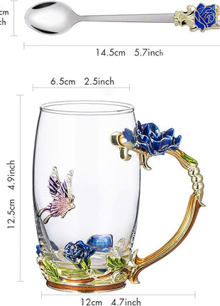 Gifts for Mom Women Mothers Day Flower Cups Tea Mug With Tea Spoon Valentines Day Christmas Gift Use Gift Package